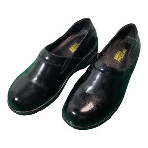 Shoes For Crews Wm. 8 Black Patent Leather Air Clogs Slip & Oil Resistant Soles
